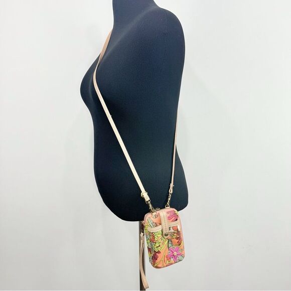 Sakroots Peach Pink Floral Print Mini Convertible Wristlet Crossbody Wallet - Picture 5 of 16